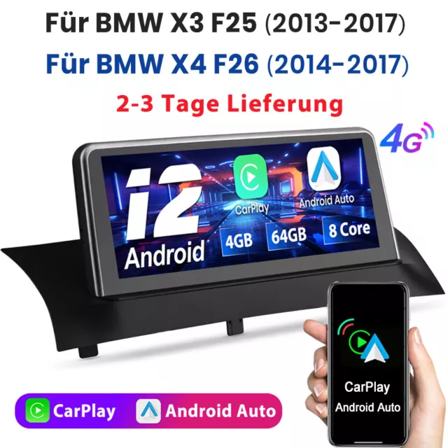 Carplay Für BMW X3 F25 X4 F26 Android Stereo Autoradio GPS Navi WIFI BT 4+64GB