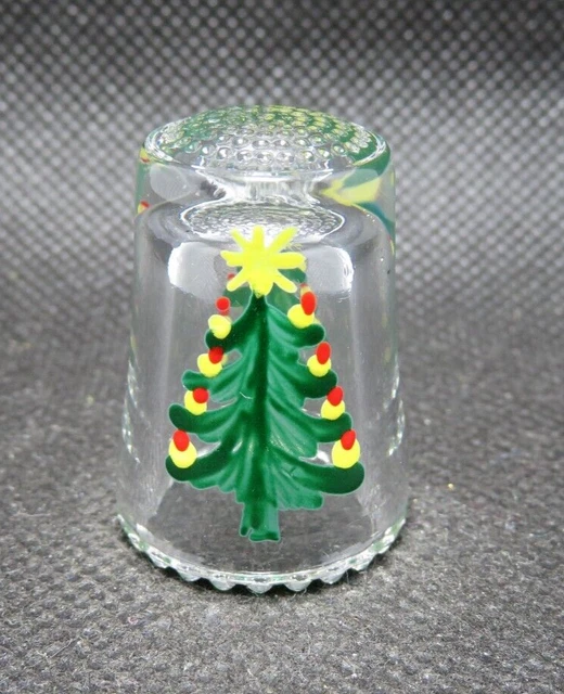 Ullman Crystal Glass Germany Thimble - Christmas Tree
