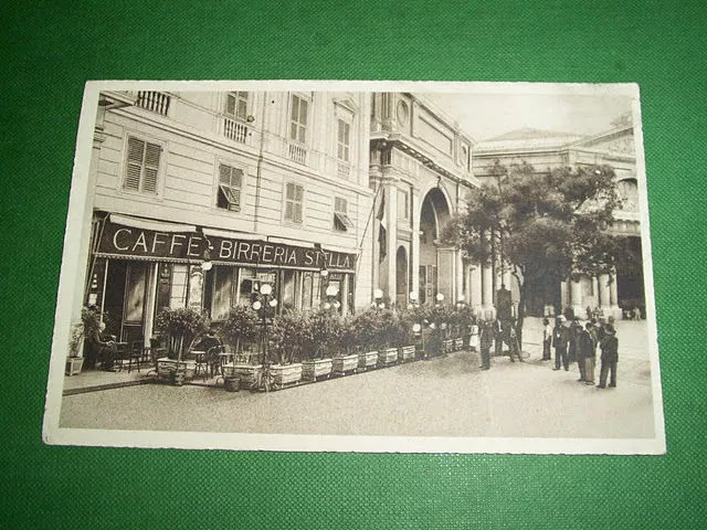 Cartolina Genova - Piazza Acquaverde - Caffe Ristorante Stella 1940 ca