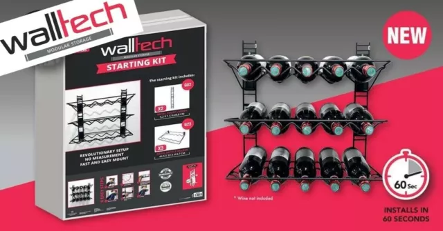 Walltech Modular Storage Holder Cellar 15 Bottle Wine Rack Wall Tech Starter Kit