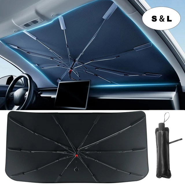 Pare Soleil Voiture 140x80 Cm - Protection UV, Revêtement Titane, Pliable - Pour SUV, Berline, Camion