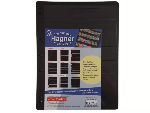 Hagner Stock Sheets Single Sided 7 Strip Packet of 10 Pages