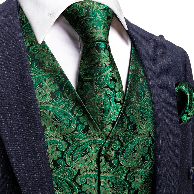 Mens Formal Wedding Waistcoat Paisley Floral Suit Vest Slim Tuxedo Silk Tie Set 3