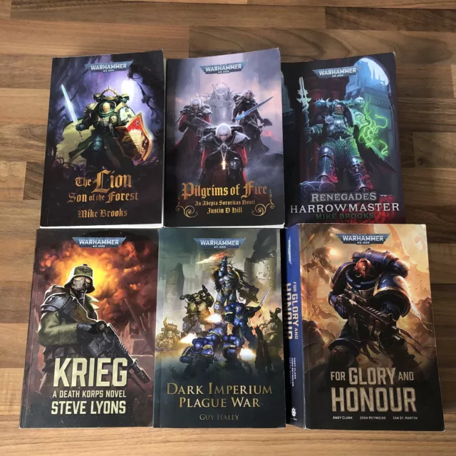 6 x Pacchetto libri tascabili Warhammer 40k libri libreria neri - vedi foto