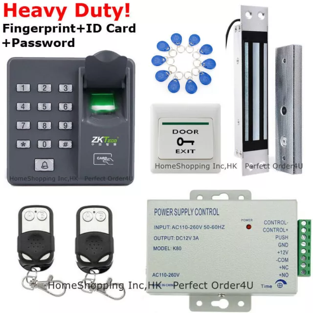 ZKTeco Fingerprint+RFID Card+Password Access Control System+180KG Magnetic Lock