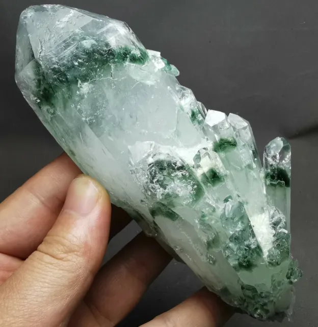 406g New Find Green Phantom Quartz Crystal Cluster Mineral Specimen Healing