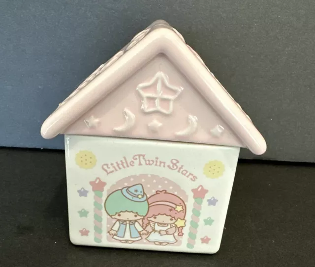 Vintage Sanrio Little Twin Stars Ceramic House Trinket Box