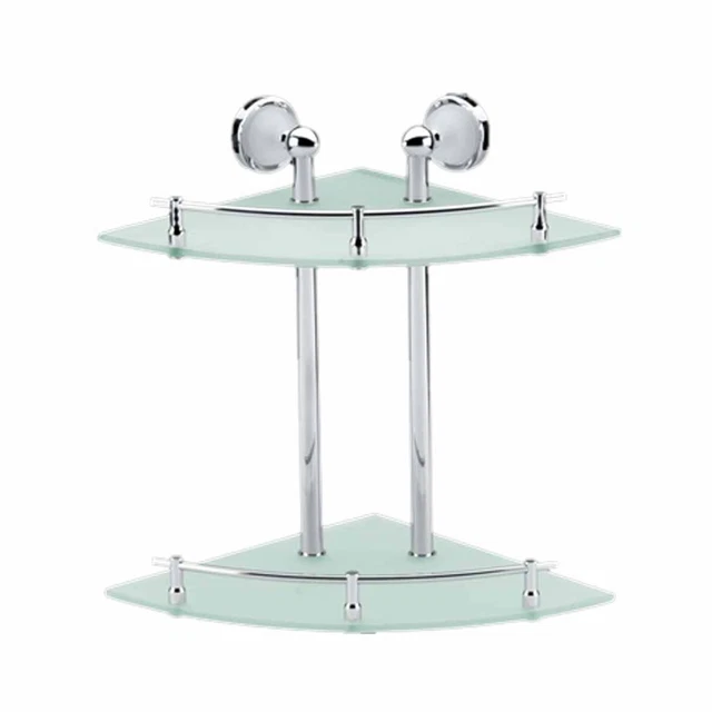 Corner Tempered Glass Two Tiers Shelf Wall Mount Storage | Renovator's Supply