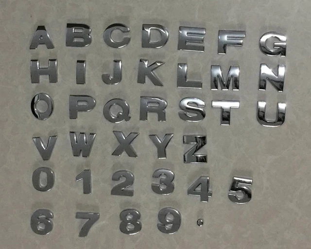 CHROME METAL 3D Selfadhesive Letter number car badge door sticker for