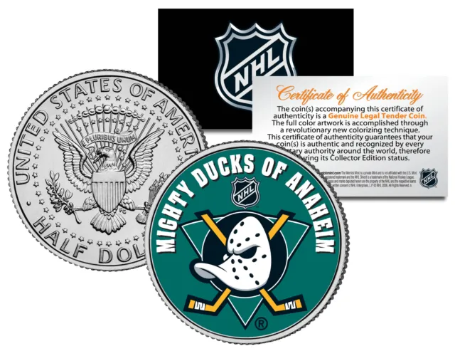 ANAHEIM DUCKS NHL Hockey JFK Kennedy Half Dollar U.S. Coin * LICENSED *