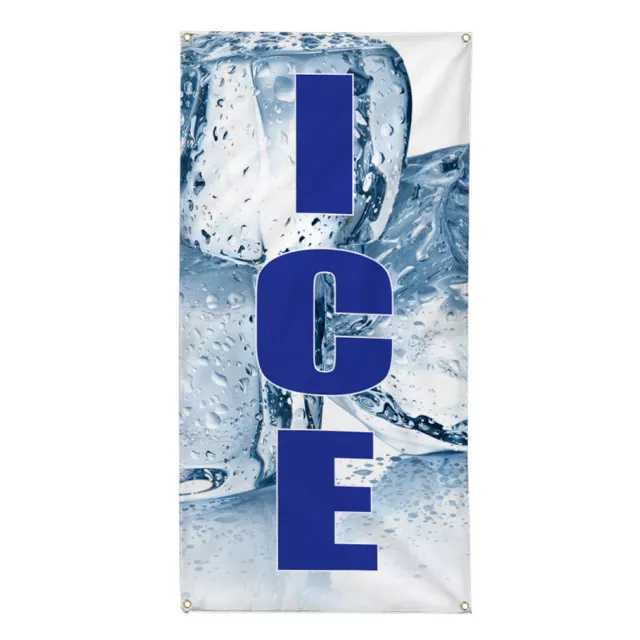 Vertical Vinyl Banner Multiple Sizes Ice Cubes Food Fair Truck Restaurant