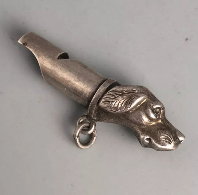 Victorian Silver Dogs Head Whistle HWA Birmingham 1901 BLZX