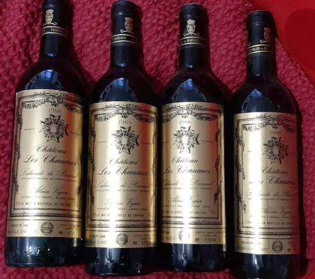 4 dernières bouteilles de Bordeaux Château Les Chaumes Lalande de Pomerol 1986