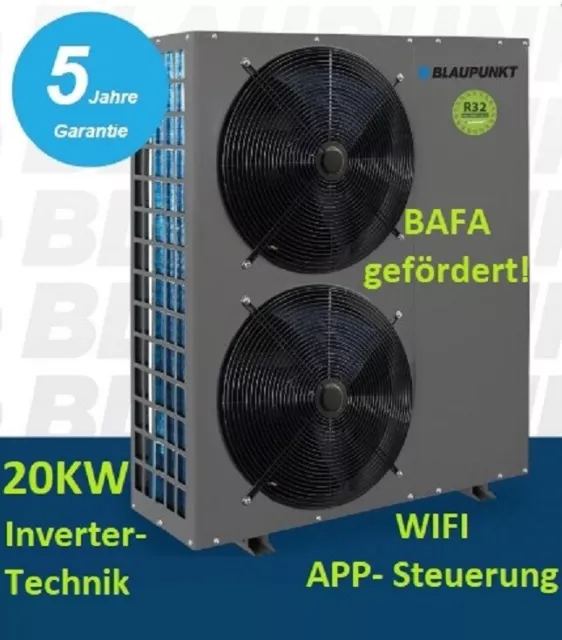 Wärmepumpe Blaupunkt Monoblock Luft/-Wasser 20kW A+++ Wifi, BAFA, Heizen Kühlen