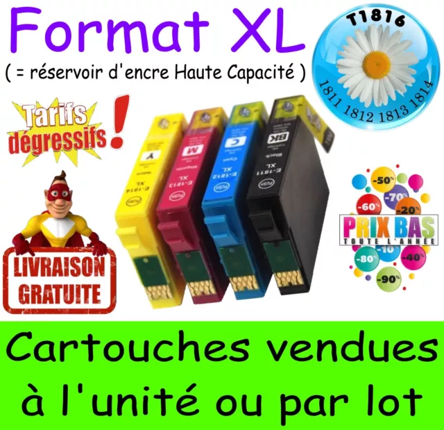 Lot de 4 cartouches d'encre compatible T18 XL nonOEM EPSON Expression Home XP422