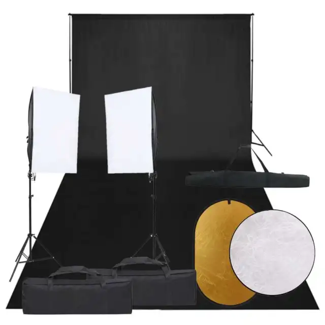 Kit de studio photo avec �clairage toile de fond et r�flecteur