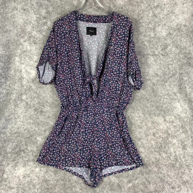 Rails Minka Romper Womens Medium Navy Pink Wildflower Floral Tie Front $158