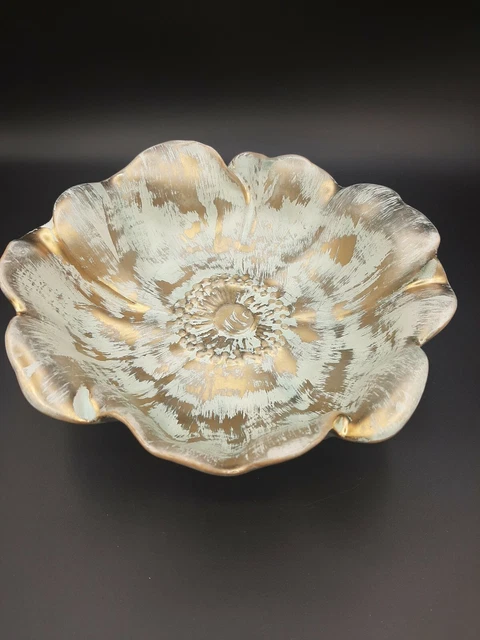 Vintage Stangl Pottery 3410-7 Antique Gold Hand Painted Flower Dish Bowl