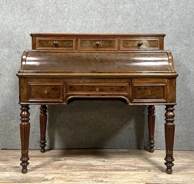 Magnifica scrivania a cilindro detta "piano desk" periodo Luigi Filippo in...