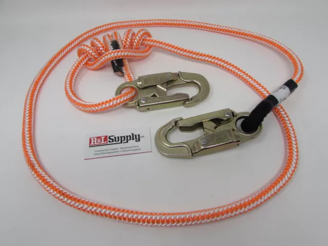 Arborist Spyder Climb Right 1/2" 4Ft-7Ft 16 Strand Rope Lanyard - Dbl Lock Ansi