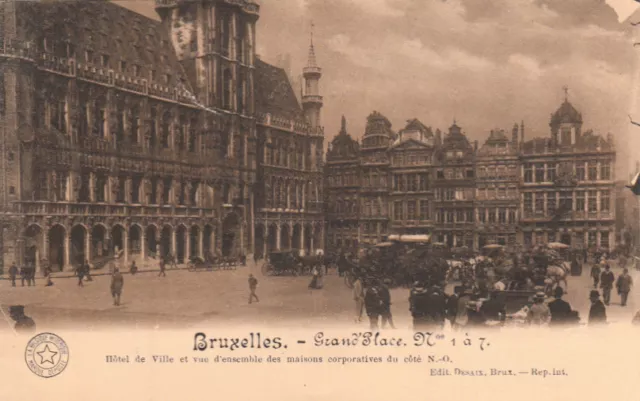 CPA BELGIQUE BELGIUM BRUXELLES grand'place hôtel de ville éd desaix timbrée 1922