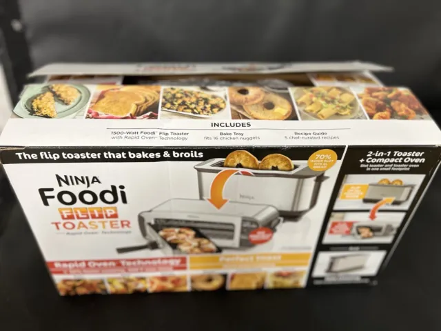 Ninja ST100 Foodi 2-in-1 Flip Toaster, 2-Slice Toaster, Compact Toaster Oven