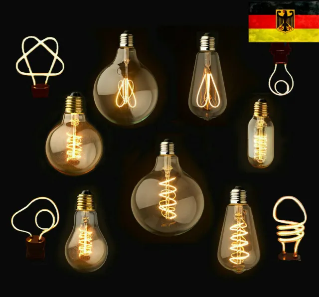 E27 Edison Vintage LED Lampe Filament Nostalgie Glühbirne Retro Bulbs Warmweiß