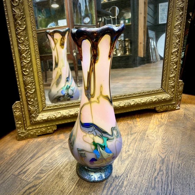 COUPE SUR PIED ART NOUVEAU Compotier en verre moulé diamant et pied