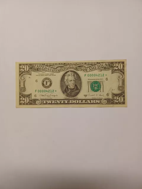 Vintage 20 Dollar Bill Star Note LOW SERIAL NUMBER
