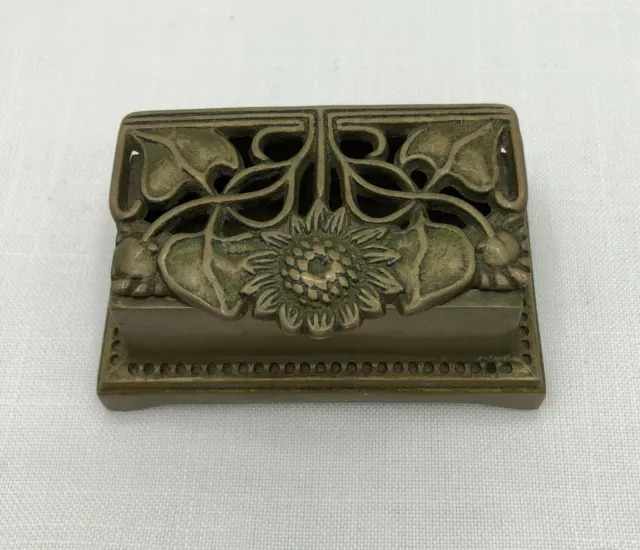 ANTIQUE Art Nouveau Brass Desk Trinket Jewelry Box Stamp Holder Deco Box Case