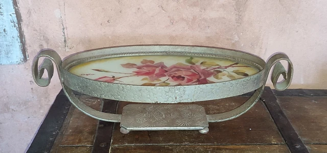 Plateau à tarte verre peint art déco