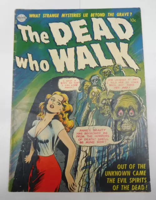 Dead Who Walk Pre-code horror 1952 Zombie skull cover Gold Age comic NO RESERVE