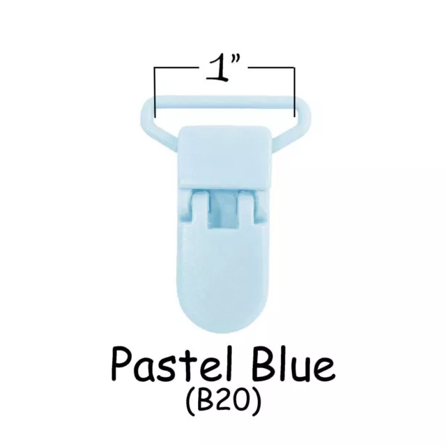 10 KAM Plastic Paci Pacifier - Suspender / Bib Holder Clips - 1" Pastel Blue