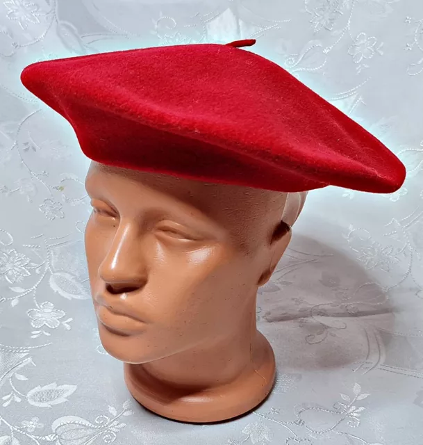 Vintage Authentic Germany Breiter Red Women's Wool Beret Hat Size:s