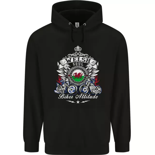 Welsh Soul Biker Attitude Bike Motorcycle Mens 80% Cotton Hoodie