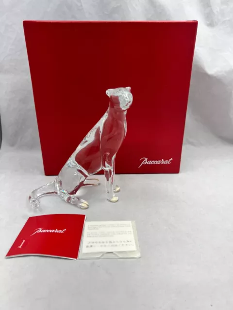Rare BACCARAT Crystal Cheetah Panther 7" w/ Original Box and Inserts