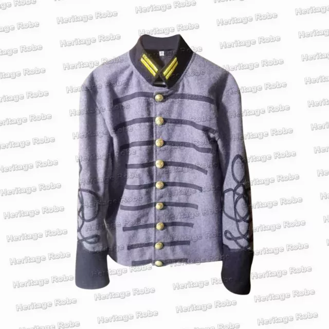 US Civil War Single Breast Grey Shell Jacket With Black stripes & Insignia