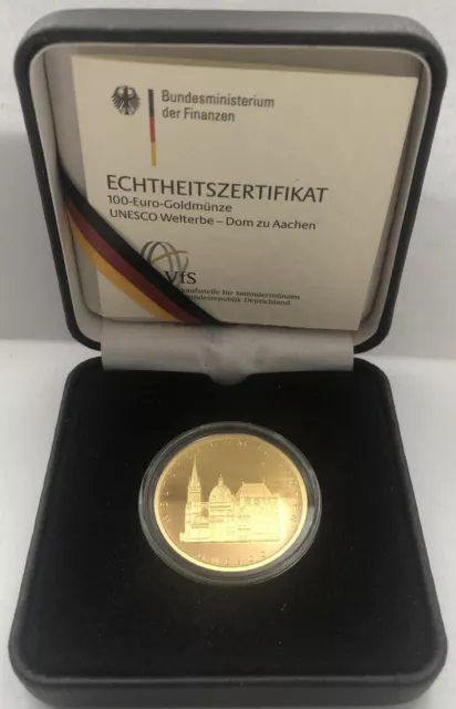 Goldmünze 2012 "J“ Gold 100 Euro 1/2 Unze oz Dom zu Aachen Deutschland
