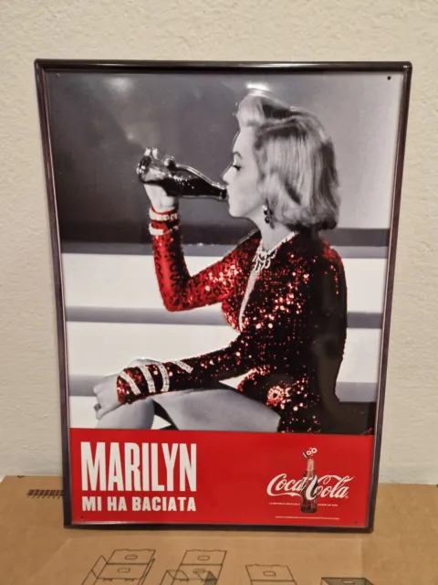 Insegna Marilyn Coca Cola 100 Anni Latta Pubblicità Targa