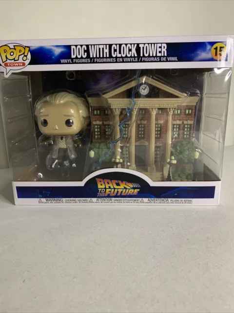 Funko Pop! Town: Back to the Future - Figura vinile Doc con Torre dell'Orologio