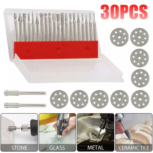 Diamond Grinding Carving Cutting Burr Bit Set For Dremel Rotary stone Tool glass