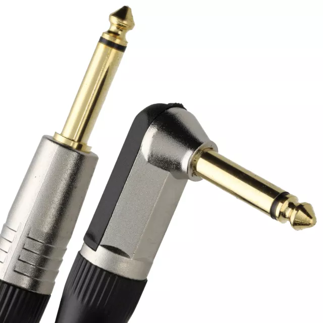 3m GOLD Right Angle MONO Jack 6.35mm 1/4 inch Guitar/Amp Cable Lead [007932]