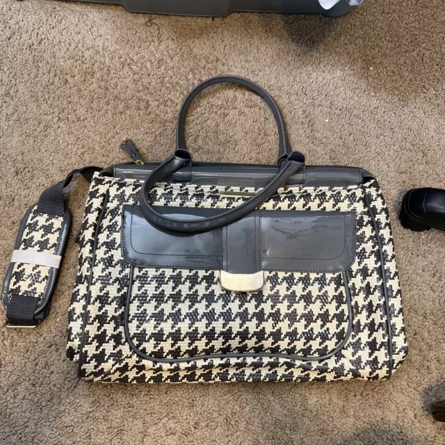 Samantha Brown Gray & White Houndstooth Pattern Travel Carry On Bag 17 X 14” New