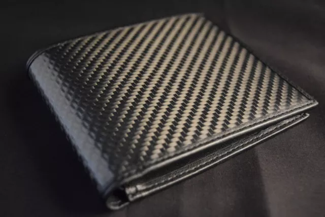 Real Carbon Fiber & Genuine Leather Bifold Wallet W/ Photo Id Flap - Formula 1