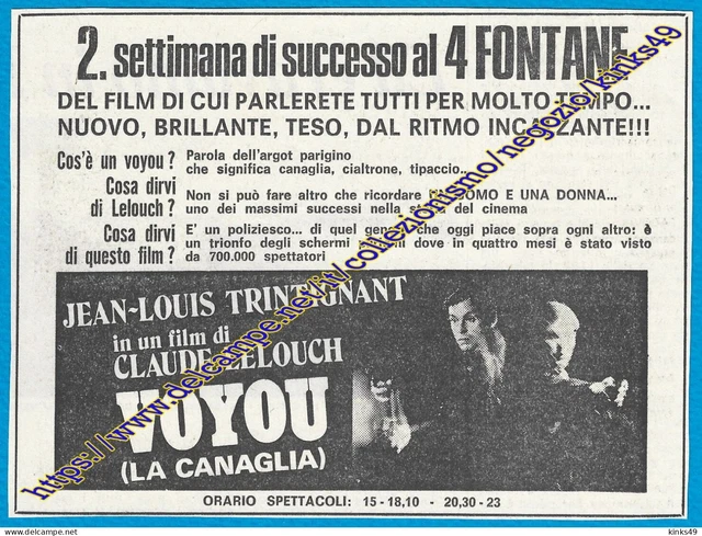 672  Ritaglio Clipping FILM : Voyou (La Canaglia)   JEAN-LOUIS TRINTIGNANT 1971