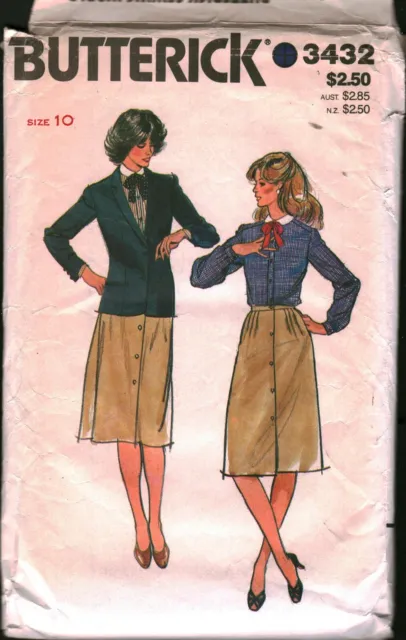 3432 Butterick SEWING Pattern Misses Loose Fitting Lined Jacket Blouse Skirt OOP