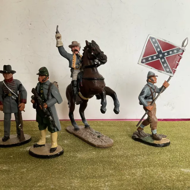 4 superb del Prado mounted and foot hand-painted metal 1:30 American Civil War