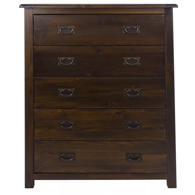 Dark Wood Chest of Drawers Bedside Dresser Wardrobe Bookcase Lacquered Pine