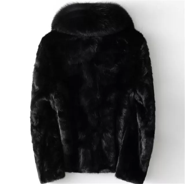 Women Luxury Real Mink Fur Genuine Coat With Fox Fur Collar Warm Winter Jackets