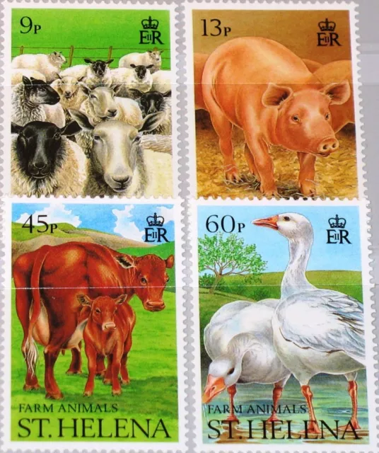 ST HELENA 1990 522-25 524-27 Nutztiere Farm Animals Sheeps Pig Cows Geese MNH